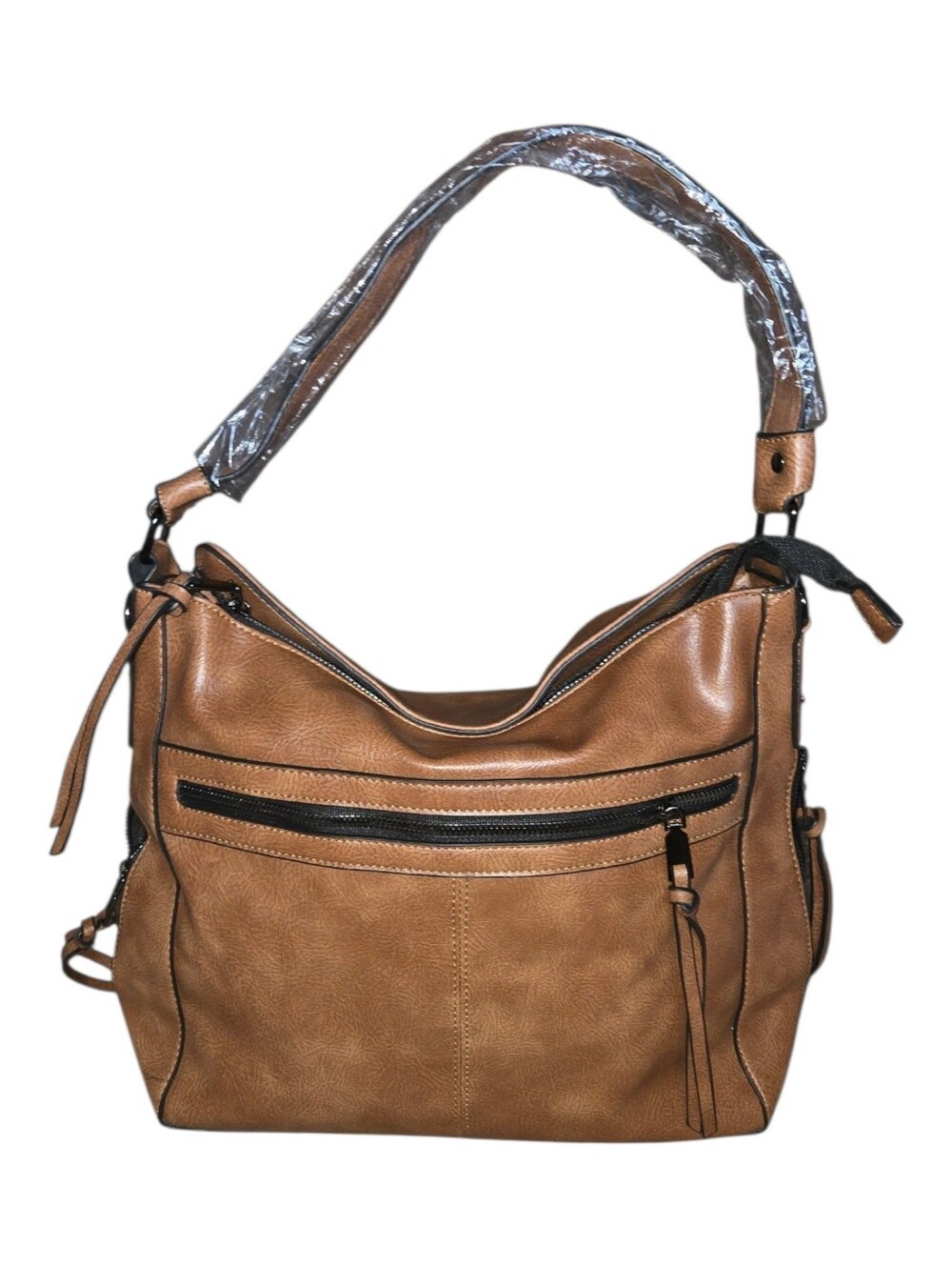 Women’s Brown Leather Purse — Medium Shoulder Bag, Tassel Zip Pocket  Bag9
